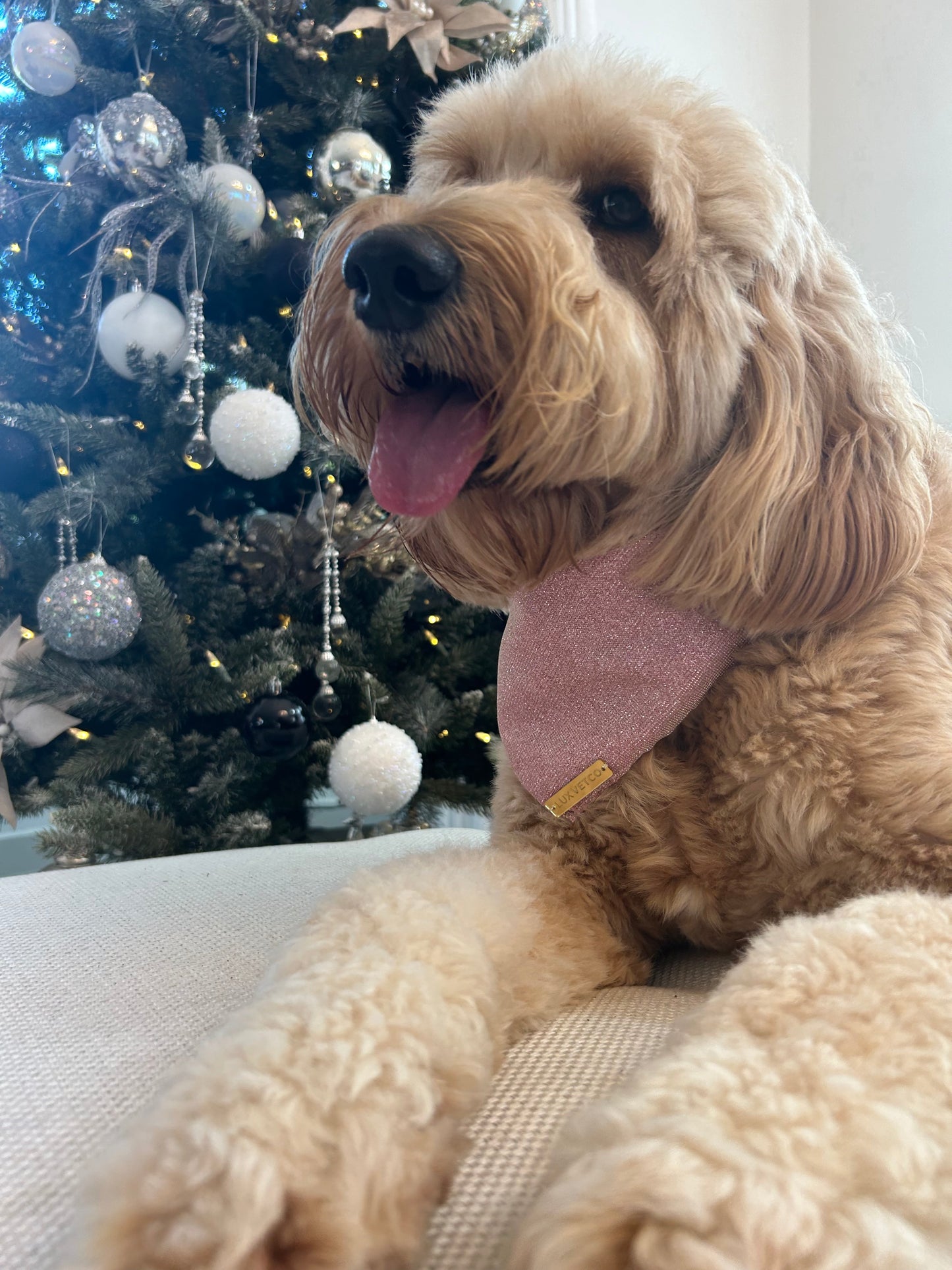 Baby Pink Lurex Glitter Bandana - Reversible