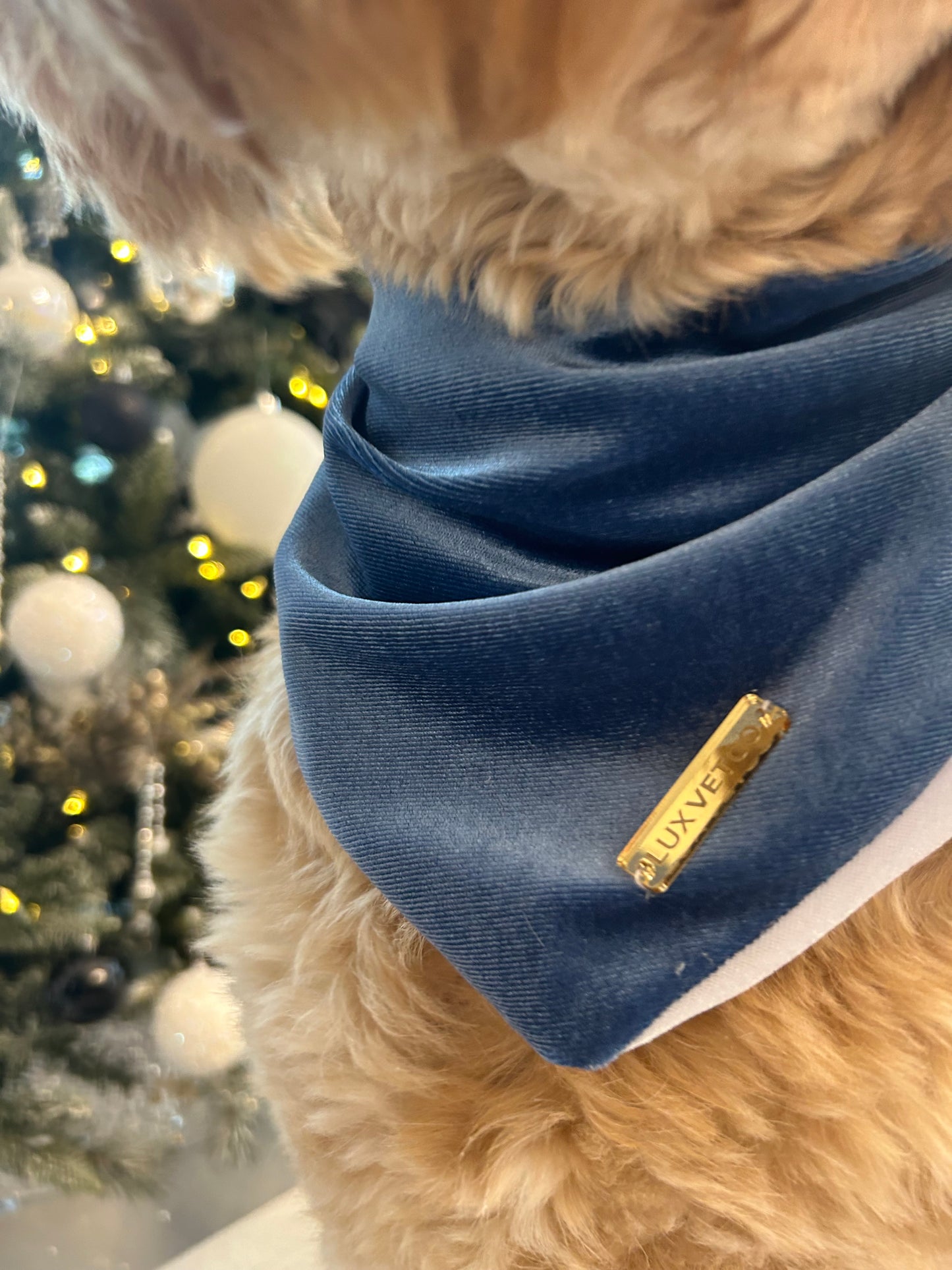 Ocean Blue Velvet Christmas Bandana