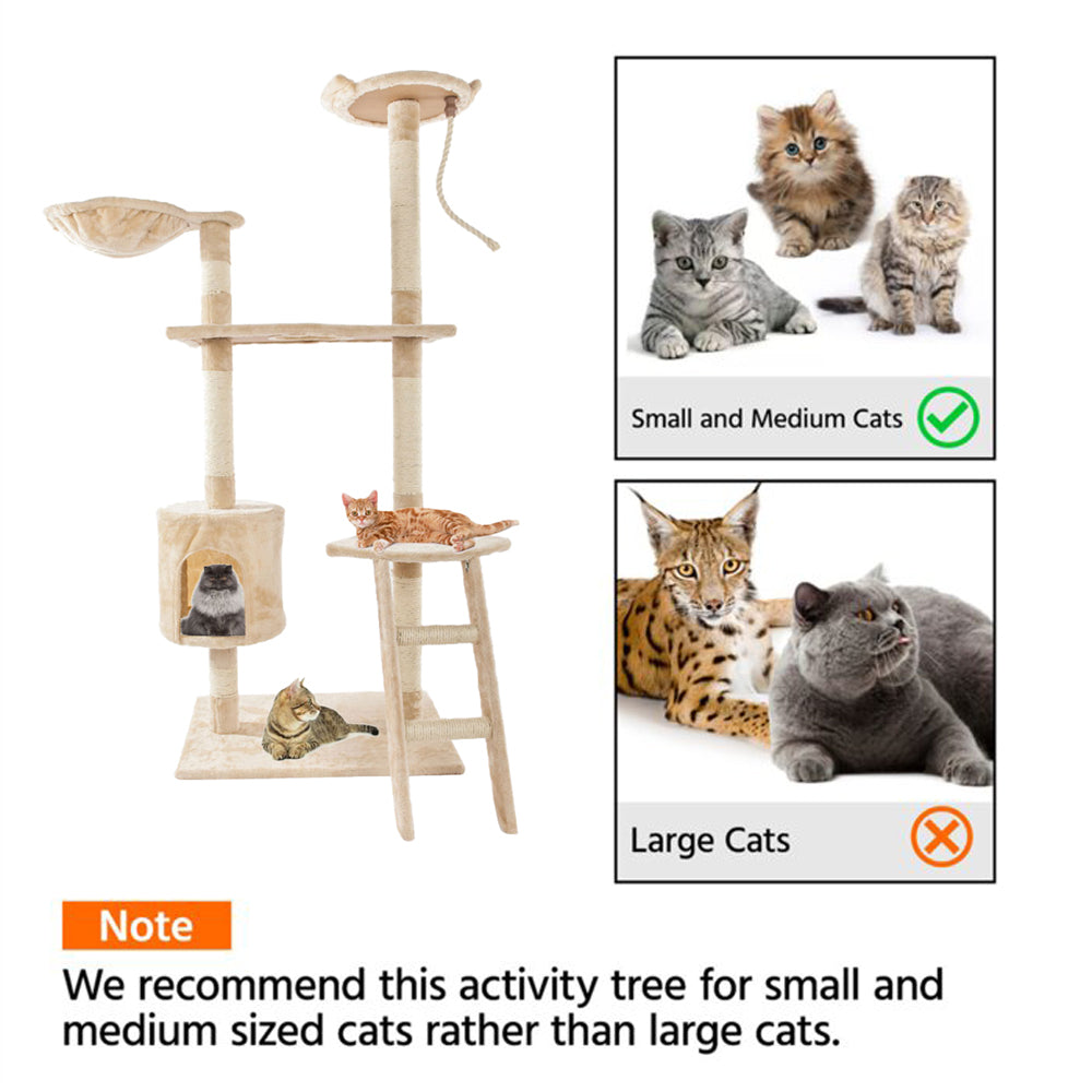 60" Solid Cute Sisal Rope Plush Cat Climb Tree Cat Tower