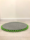 Saveplace® flexible grey wool round pet mat, pet bed with pom poms