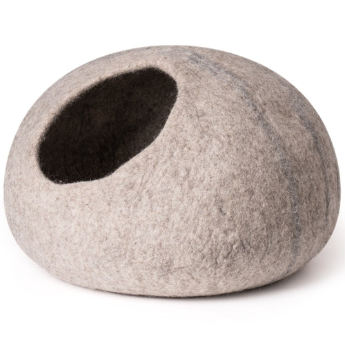 MewooFun Trendy Felt Cat Bed Cave Round Nest Wool Bed Gray for Cats