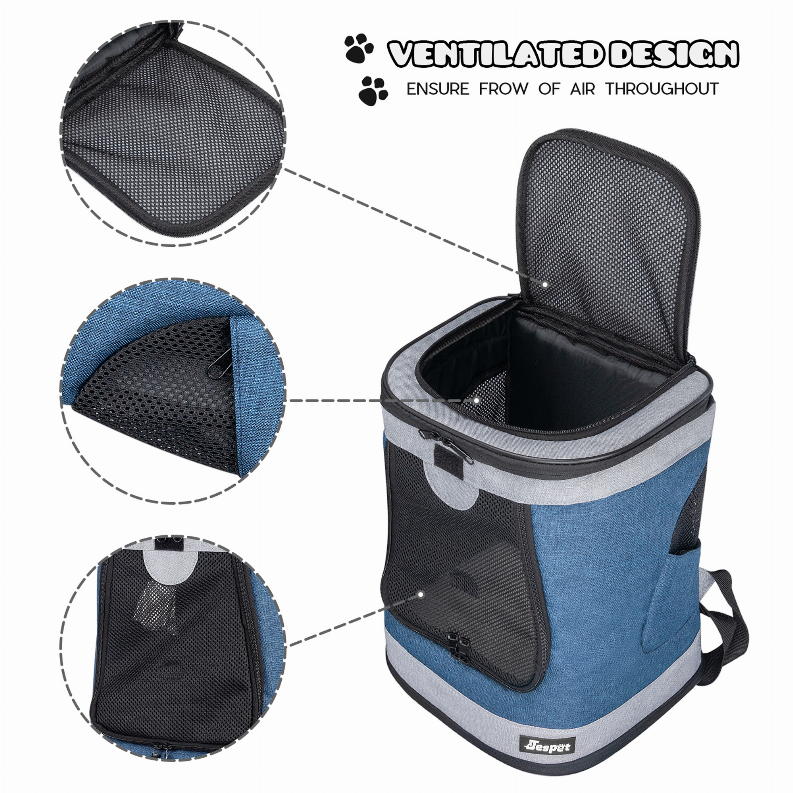 JESPET Pet Backpack Carrier for Small Dog, Puppy, Soft Carrier Backpack Ideal for Traveling, Hiking, Walking and Outdoor Activities with Family - Luxvetco