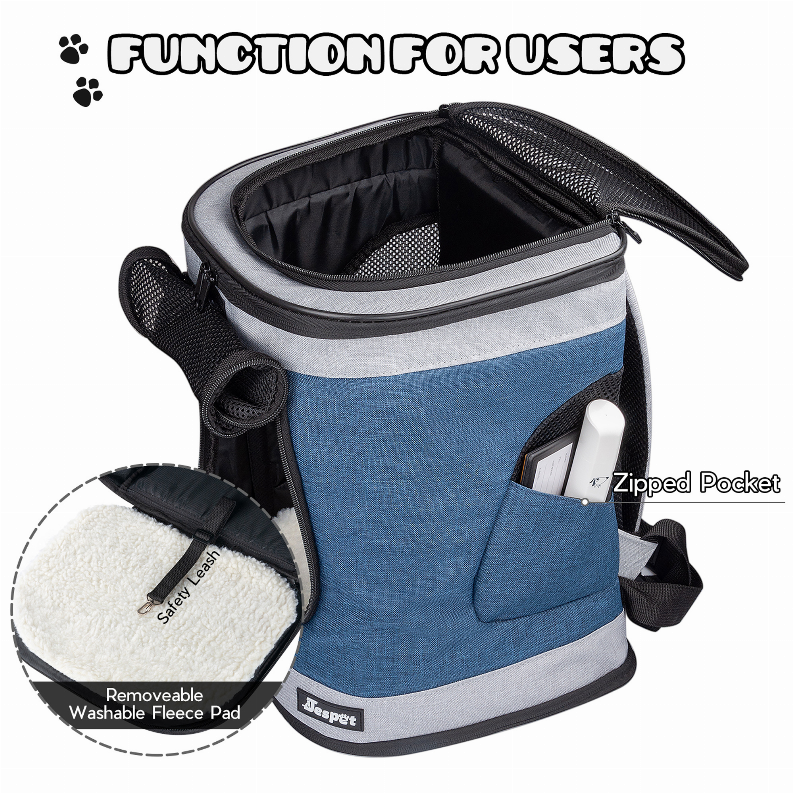 JESPET Pet Backpack Carrier for Small Dog, Puppy, Soft Carrier Backpack Ideal for Traveling, Hiking, Walking and Outdoor Activities with Family - Luxvetco