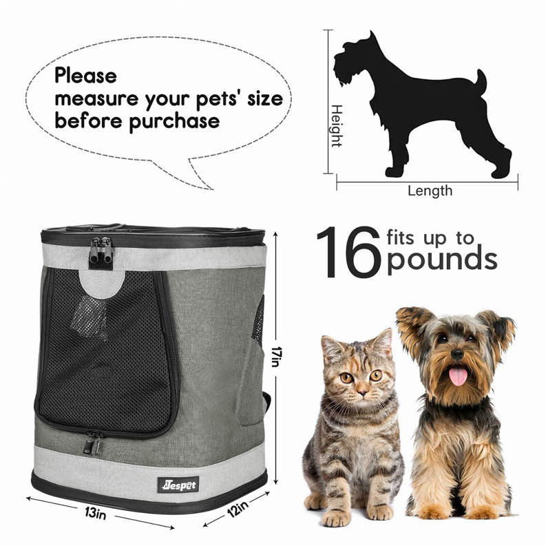 JESPET Pet Backpack Carrier for Small Dog, Puppy, Soft Carrier Backpack Ideal for Traveling, Hiking, Walking and Outdoor Activities with Family - Luxvetco