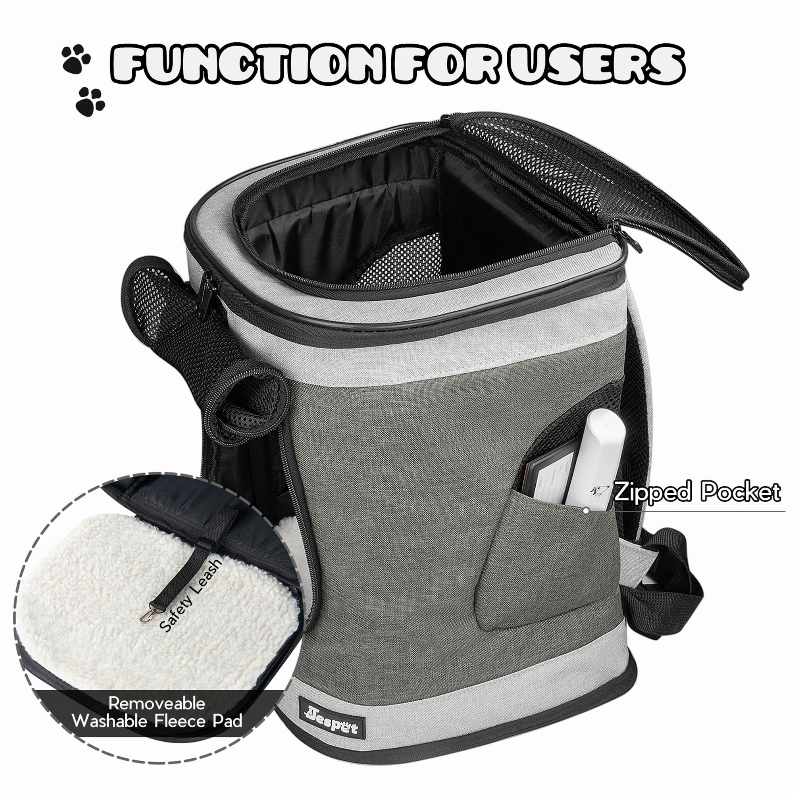 JESPET Pet Backpack Carrier for Small Dog, Puppy, Soft Carrier Backpack Ideal for Traveling, Hiking, Walking and Outdoor Activities with Family - Luxvetco