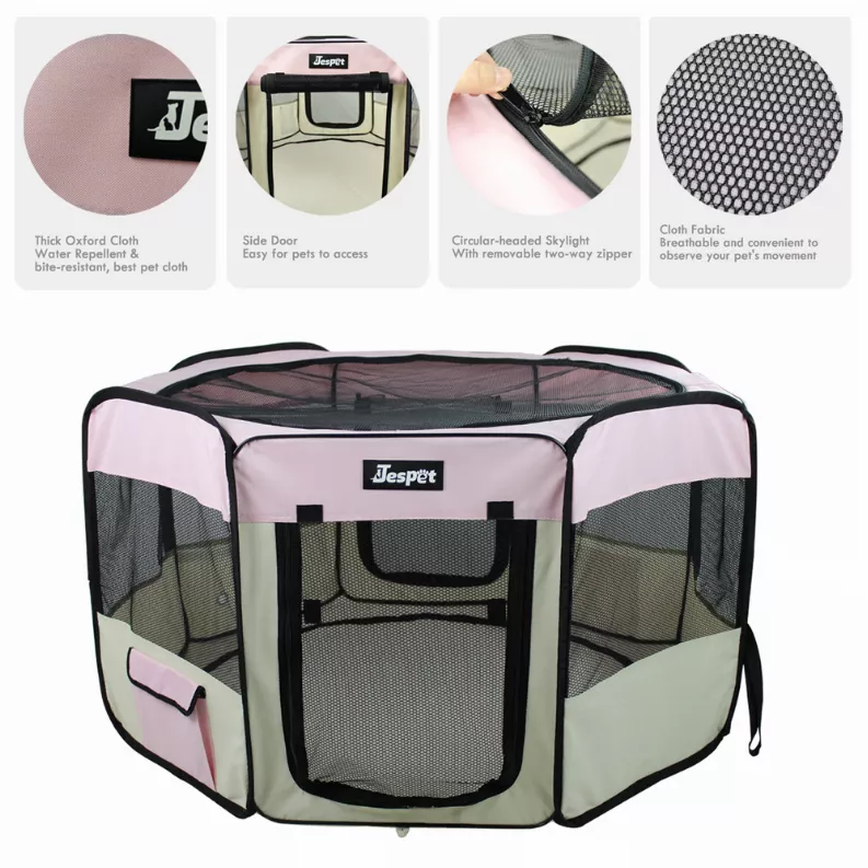 JESPET Pet Dog Playpens 36", 45" & 61" Portable Soft Dog Exercise Pen Kennel with Carry Bag for Puppy Cats Kittens Rabbits, Indoor/Outdoor Use - Luxvetco