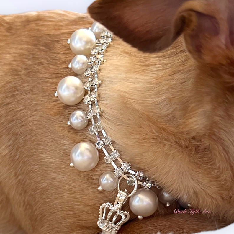 Rhinestone & Pearl Crown Necklace