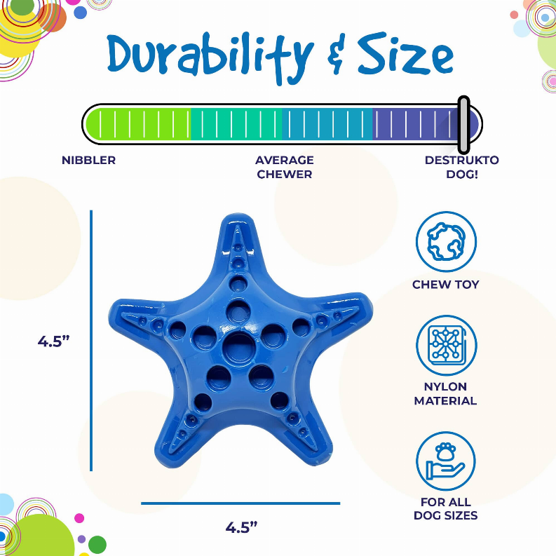 Starfish Ultra Durable Nylon Dog Chew Toy for Aggressive Chewers - Luxvetco