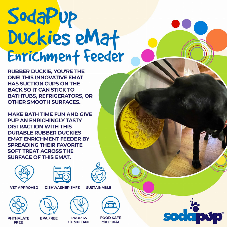 Duckies Design eMat Enrichment Lick Mat With Suction Cups - Luxvetco