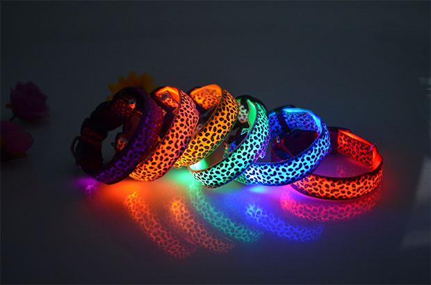 Fashion Leopard Adjustable Led Dog Collar - Luxvetco