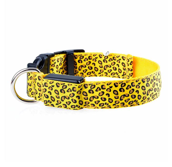 Fashion Leopard Adjustable Led Dog Collar - Luxvetco