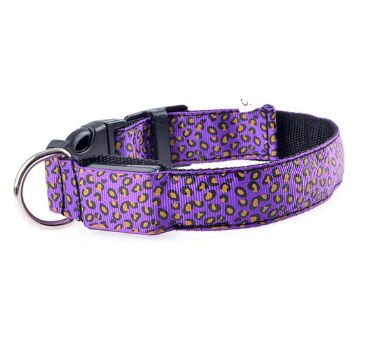 Fashion Leopard Adjustable Led Dog Collar - Luxvetco