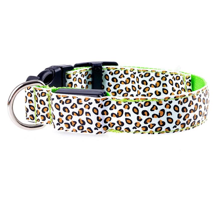 Fashion Leopard Adjustable Led Dog Collar - Luxvetco