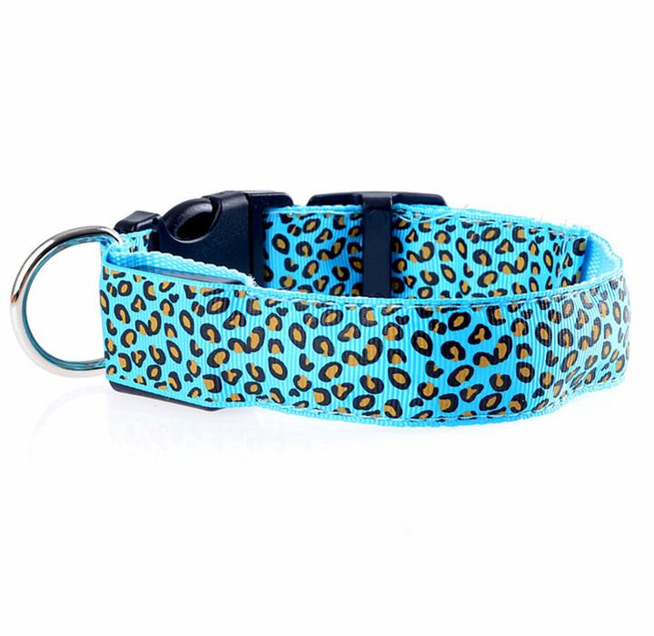 Fashion Leopard Adjustable Led Dog Collar - Luxvetco