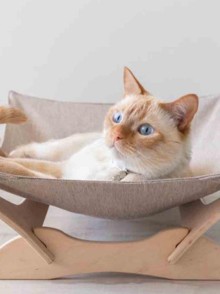 Cat Hammock Cradle on Wood Frame - Luxvetco